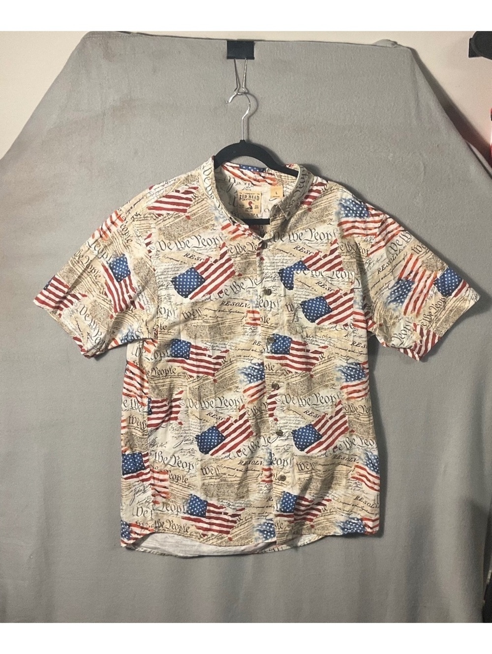 Red Head Brand Co. Patriotic American Flag and Constitution Print Short Sleeve T